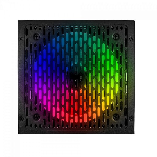 Fonte 850W BRX 80 Plus Bronze Rainbow RGB Bivolt Automática PFC Ativo