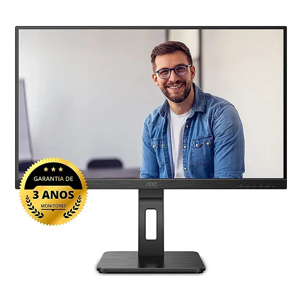 Monitor AOC 27 Polegadas IPS 27P2Q - Ajuste de Altura, Pivotante, HDMI e USB