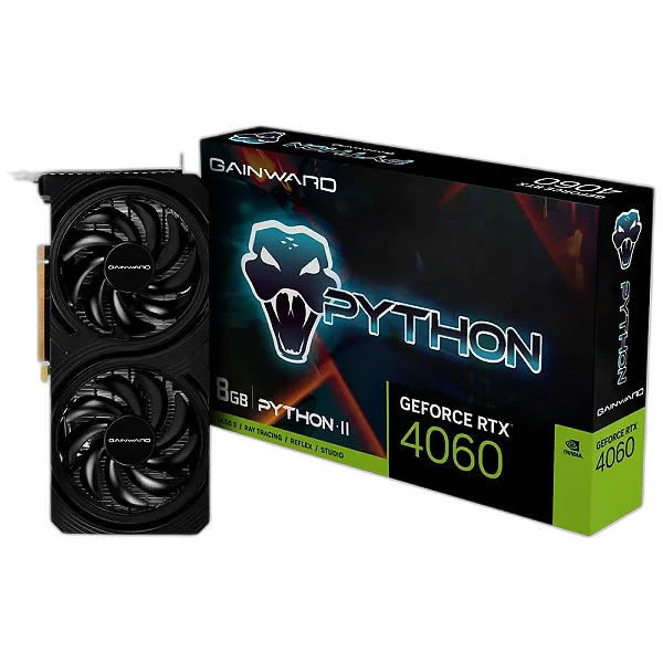 Placa De Vídeo Gainward NVIDIA GeForce RTX 4060 Python II, 8GB, GDDR6, DLSS, Ray Tracing, NE64060019P1-1070V