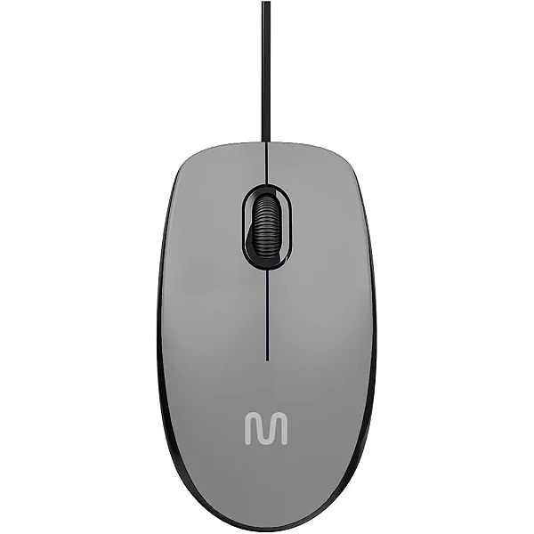 Mouse Com Fio MF400 Clique Silencioso Conexão USB 1200dpi Cabo de 180cm 3 Botões Cinza Multilaser - MO387