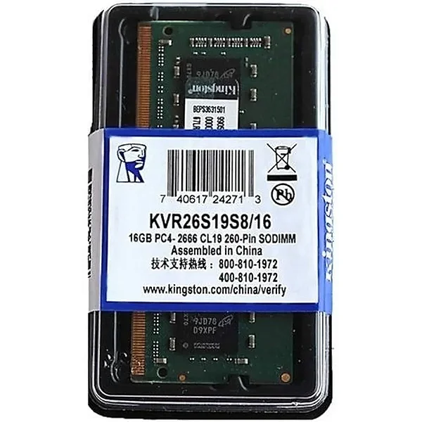 Memória Para Notebook 16GB DDR4 2666 MHz Kingston KVR26S19S8-16