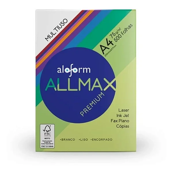 Papel Sulfite A4 pacote com 500 folhas Allmax