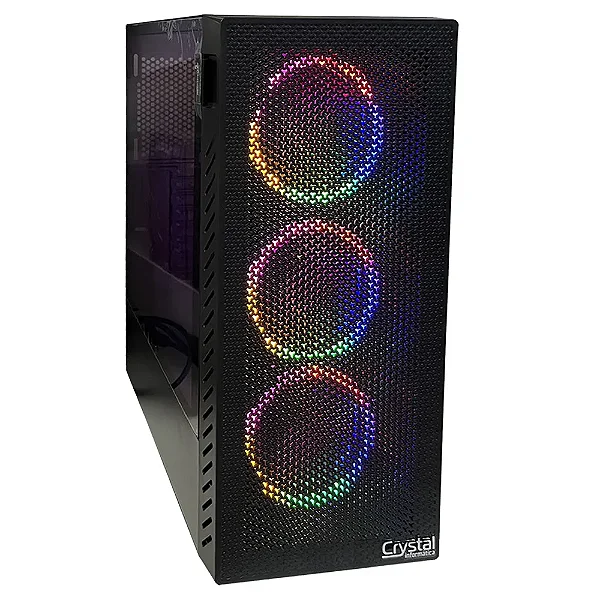 PC Gamer Crystal Com Processador Intel i5-10400F, Placa de Vídeo RX 570, 16GB Memória DDR4, Wi Fi Integrado