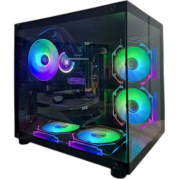 PC Gamer Crystal Barato Intel i7-4770 Placa de Vídeo RX 550, 16GB de RAM, SSD NVMe 256GB, Water Cooler RGBCom Wi-Fi