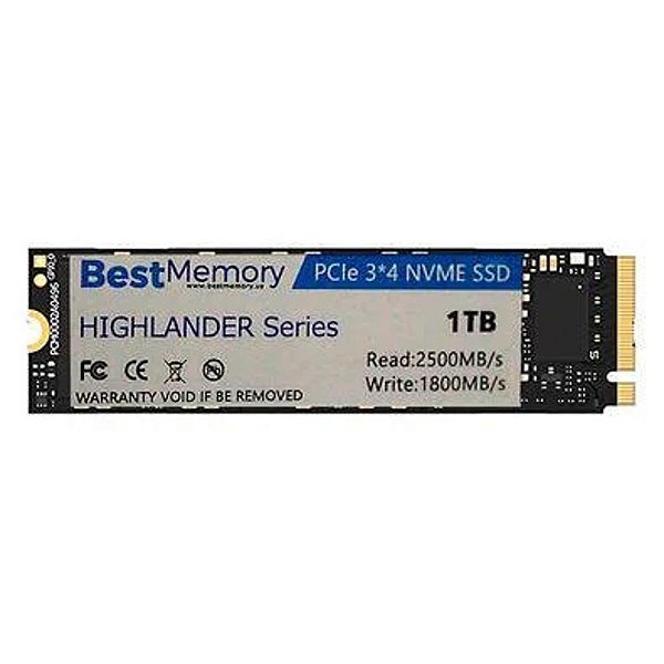 SSD 1TB NVMe Best Memory, M.2 2280, PCIe 3.0, 2.000 MB/s, BTPCI-1TB-2000