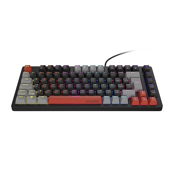 Teclado Gamer Mecânico 75% Pcyes Kirin Black Vulcan  Switch Blue  LED Rainbow - Ptkr75Bl