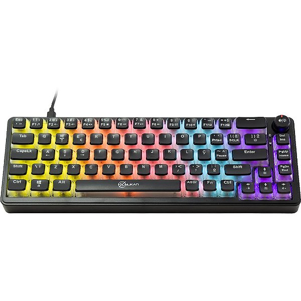 Teclado Gamer Kalkan Drakar 65% Iluminação Rainbow Preto com Roda de Volume