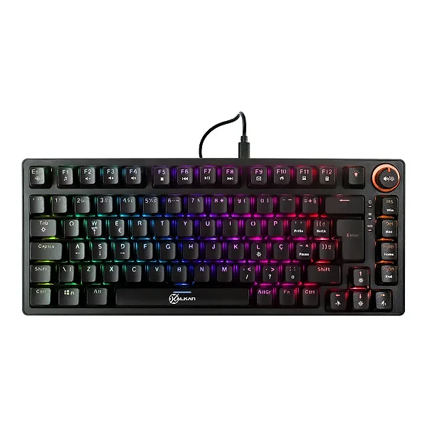 Teclado Mecânico Gamer Kalkan Blaze Pro RGB Preto 75% Gasket Mount ABNT2 Hotswap