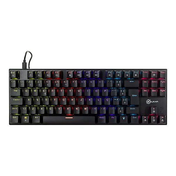 Teclado Mecânico Gamer Kalkan Loki TKL Iluminação Rainbow Preto ABNT2 Switch Marrom KLK00014