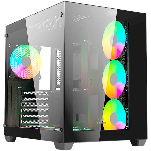 Gabinete Gamer C3Tech Aquarius, Mid Tower, Vidro Temperado, ATX, Black, Sem Fonte, Sem Fan, MT-G910BK