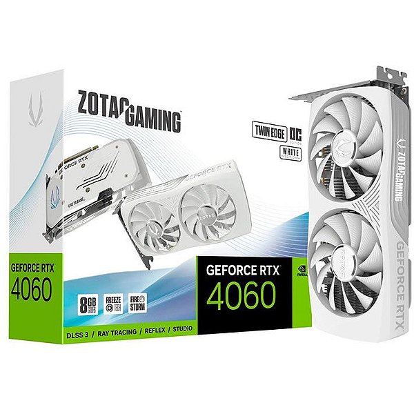 Placa de Vídeo Zotac GeForce RTX 4060 Twin Edge OC White Edition - Performance Gamer em Design Elegante