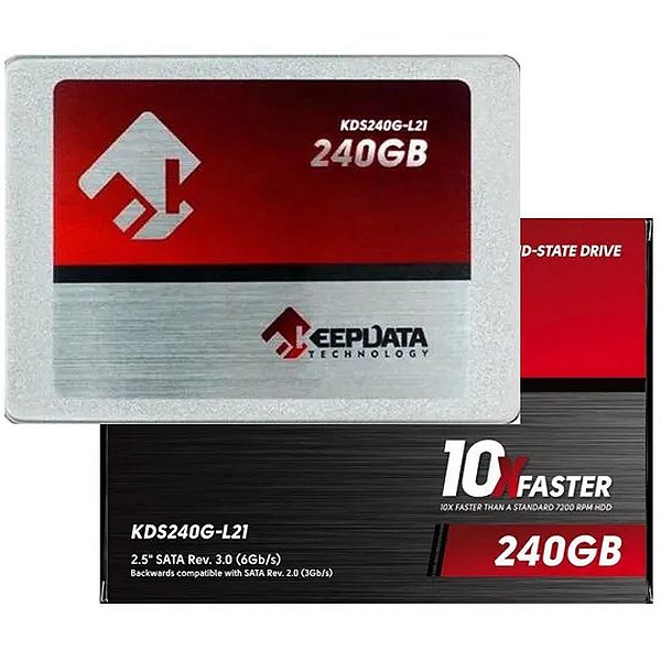SSD 240GB SATA 3 Keepdata Leitura 500MB/s, Gravação 320MB/s, KDS240G-L21