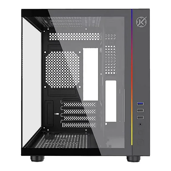 Gabinete Gamer Kalkan Aquario Midgard Preto KLK00055 Iluminação RGB e vidro temperado