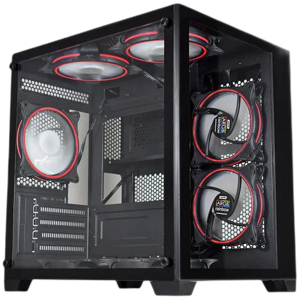 Pc Gamer Crystal Aquário AMD Ryzen 5500 Placa de Vídeo RX570 Memória 16GB NVMe 512GB
