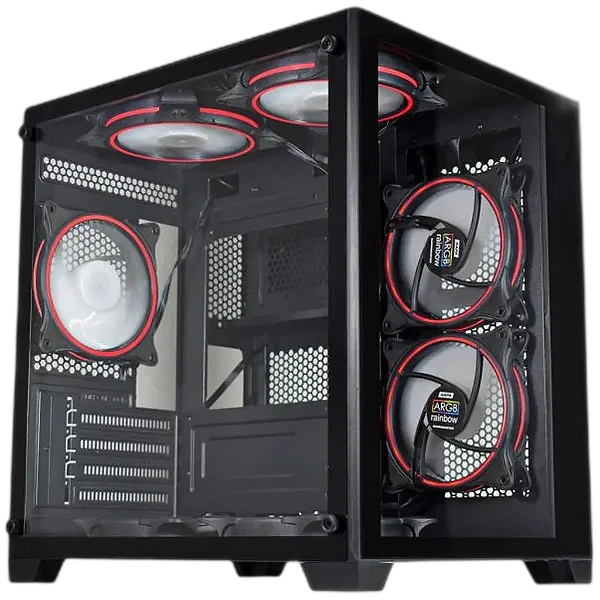 PC Gamer Crystal Aquário AMD Ryzen 5500 Placa de Vídeo RX550 Memória 16GB SSD 512GG