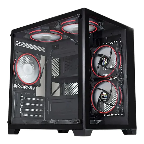 PC Gamer Crystal Aquário AMD Ryzen 5500 Placa de Vídeo RX550 Memória 16GB SSD 512GG