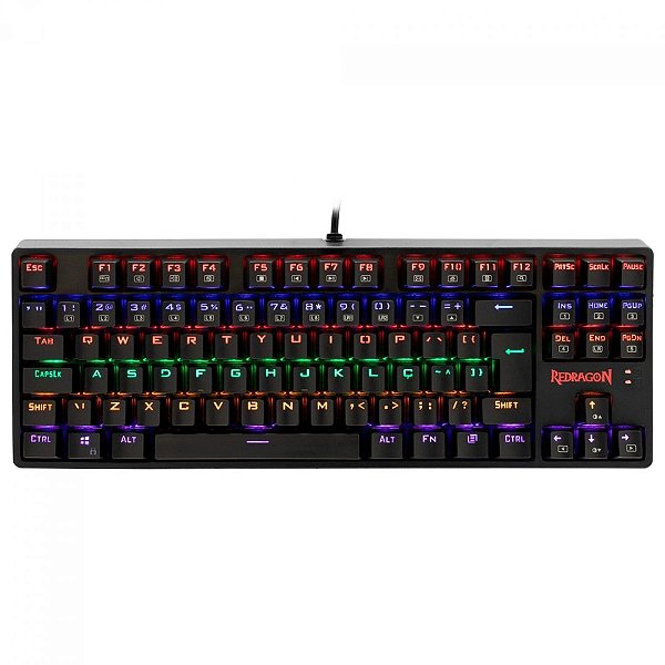 Teclado Mecânico Gamer Redragon Daksa Rainbow, Switch Brown Removíveis, ABNT, K576R-1 PT-BROWN