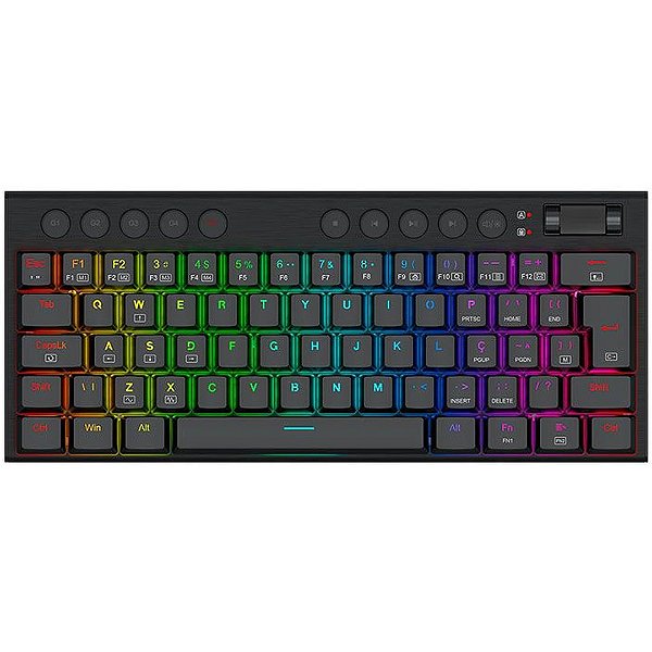 Teclado Mecanico Redragon Horus Mini, RGB, Switch Brown, Preto, K632-RGB-PT-BROWN