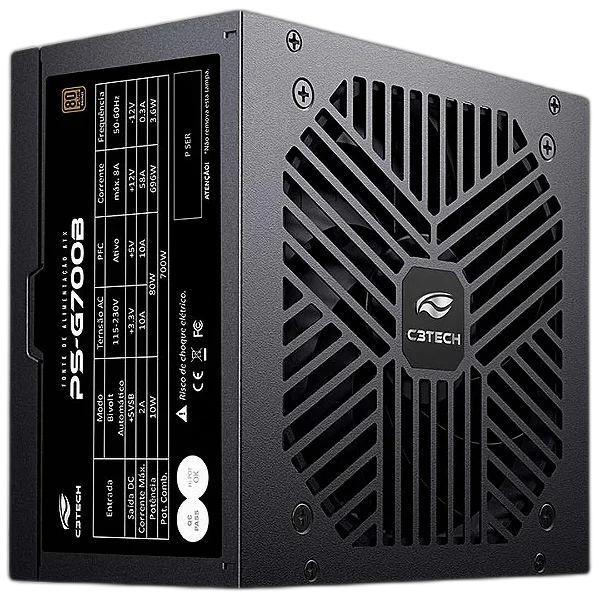 Fonte 700W C3Tech PS-G700B 80 Plus Bronze Bivolt PFC Ativo