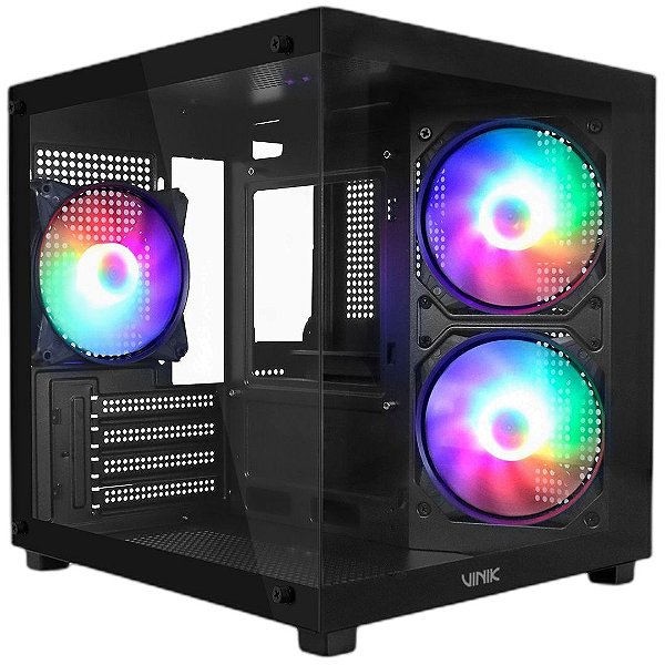 Gabinete Gamer Vinik G-Cube Preto Vidro Temperado Com 3 Fans - Gggcvbk