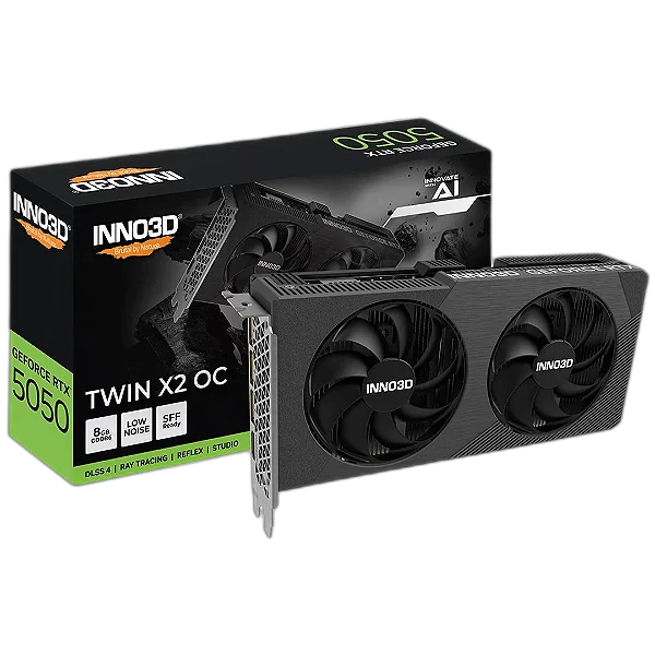 Placa de Vídeo Inno3D RTX 5050 8GB TWIN X2 Nvidia GeForce, 8GB, GDDR6, 128bits, DLSS 4, Ray Tracing - N50502-08D6-174071N