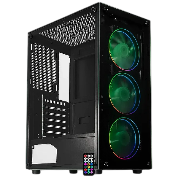 Gabinete Gamer K-mex CG-60C5 Vidro Temperado - 3 Coolers ARGB + Controladora Inclusos