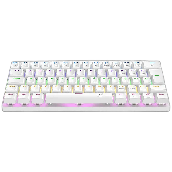Teclado Mecânico Gamer T-Dagger Arena, Rainbow, Switch Brown, 60%, ABNT2, Branco, T-TGK321W-BR ABNT-2
