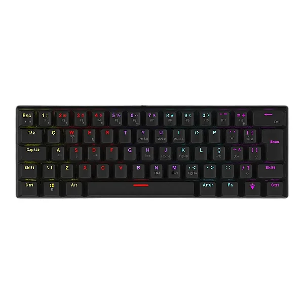 Teclado Mecânico 60% Vinik Anihi Black Switch Red Led Rainbow - Anihibkrd