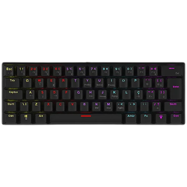 Teclado Mecânico 60% Vinik Anihi Black Switch Red Led Rainbow - Anihibkrd