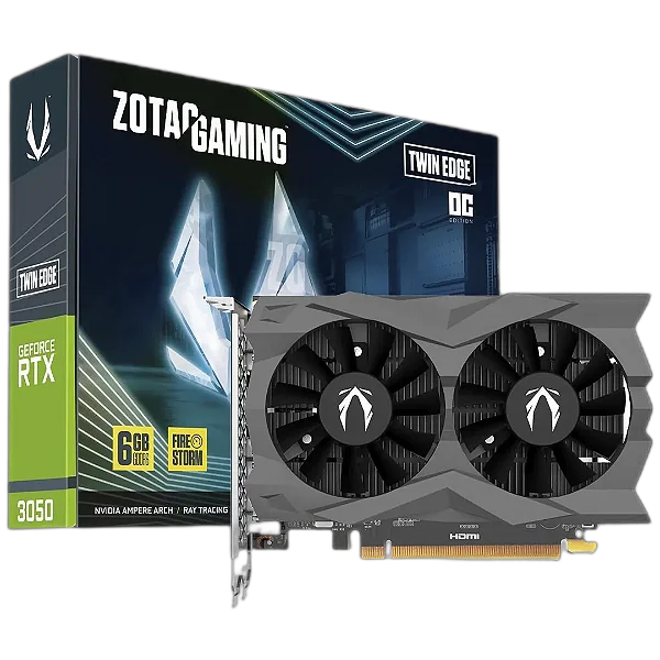 Placa de Vídeo Zotac Gaming Twin Edge OC 6GB GeForce RTX3050 GDDR6 - ZT-A30510H-10L