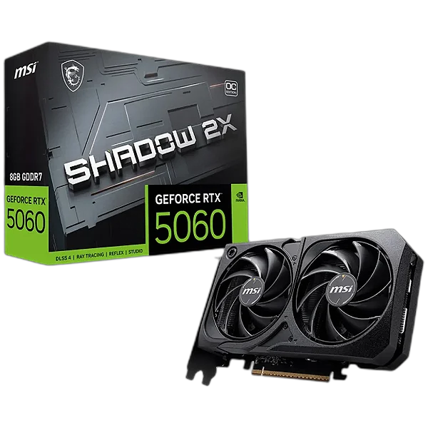 Placa de Vídeo MSI NVIDIA GeForce RTX 5060 Shadow 2X OC, 8GB, GDDR7, DLSS, Ray Tracing, 912-V537-038