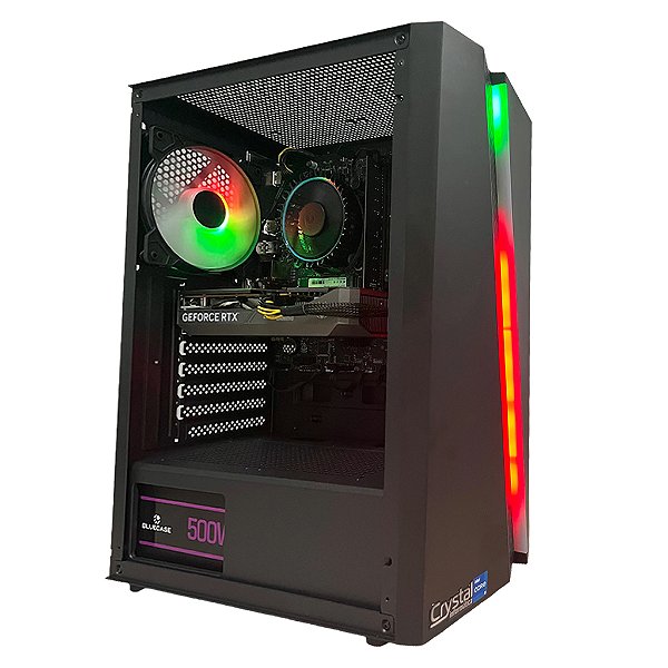 PC Gamer Crystal Intel i5-14400F Placa de Vídeo RTX 5060 8GB Memória 16GB