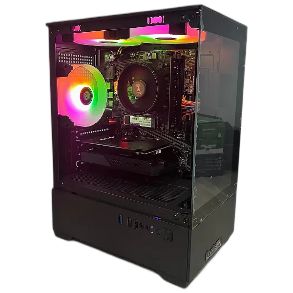PC Gamer Crystal AMD Ryzen 5 5500, Placa de Vídeo RX550, Memória 16GB, SSD 512GB
