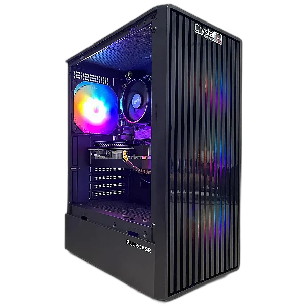PC Gamer Crystal AMD Ryzen 5 5500 Placa de Vídeo RX580, Memória 16GB, SSD 512GB