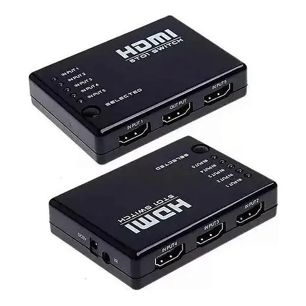 Switch Hub HDMI 5x1 5 Entradas 1 Saída Controle Remoto 1080p