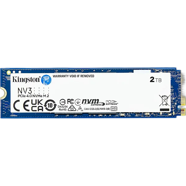 SSD Kingston 2TB NV3 M.2 2280 Nvme Pcie 4.0 Leitura 6000MB/S Gravacao 5000MB/S - SNV3S/2000G