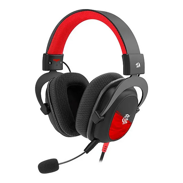 Headset Gamer Redragon Flamengo Vulture FL530 53mm P2 3,5mm - Preto e Vermelho