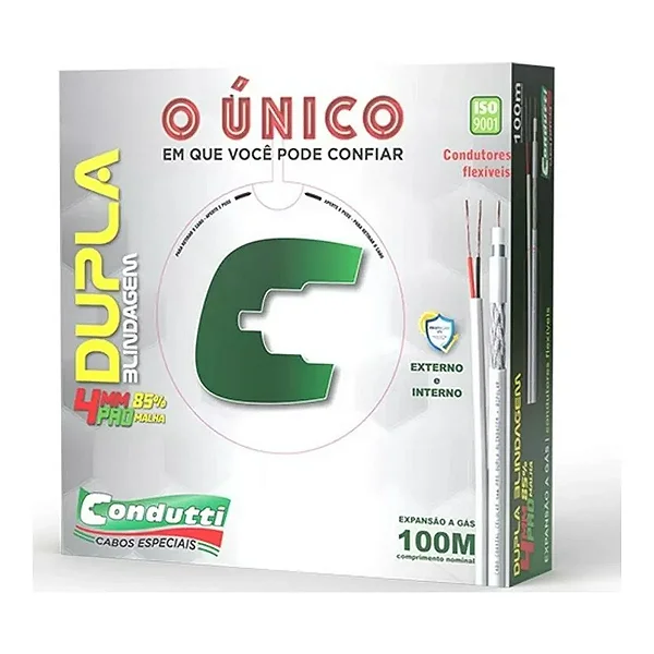 Cabo Coaxial Flexível Condutti 4mm Bipolar Alimentação 100% Cobre