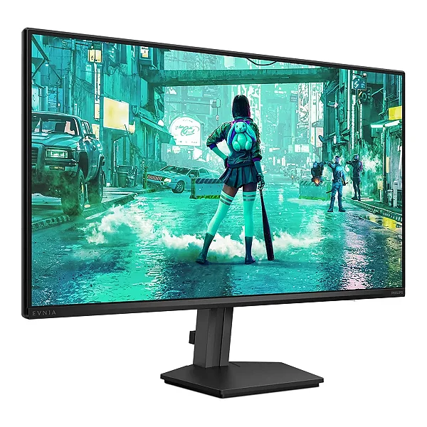 Setup gamer com Monitor Philips Evnia IPS 144Hz proporcionando movimento suave em jogos competitivos