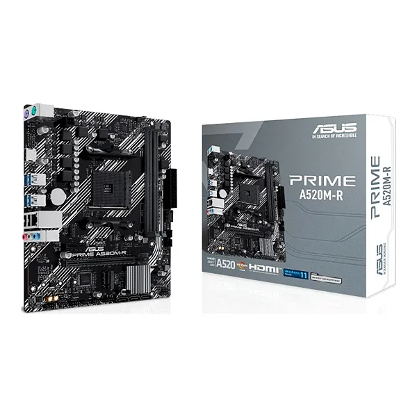 Placa-Mãe ASUS PRIME A520M-R DDR4 Socket AM4 Chipset AMD A520