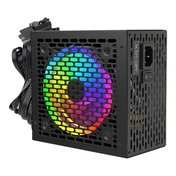 Fonte New Hero Tesla 650W 80 Plus Bronze PFC Ativo RGB - ATX Bivolt Automático
