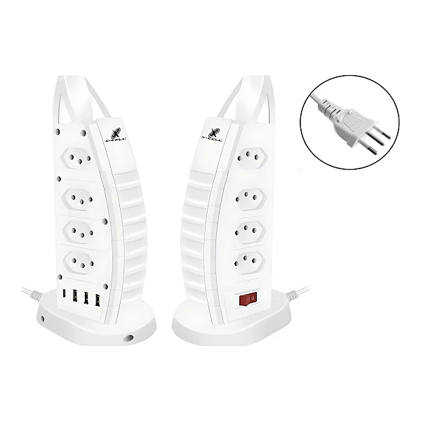 Filtro de Linha Torre 4 Tomadas + 4 USB XC-FL-08