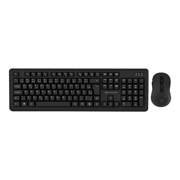 Kit Teclado + Mouse Sem Fio Recarregável K-W200BK C3Tech — 1600 DPI