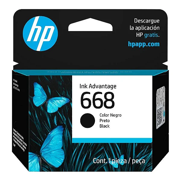 Cartucho de Tinta HP 668 Preto Original (7FP37VL) para HP DeskJet Ink Advantage 2975