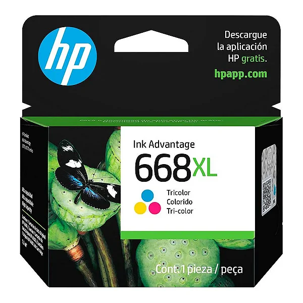 Cartucho de Tinta HP 668XL Colorido Original (7FP38VL) para HP DeskJet Ink Advantage 2975