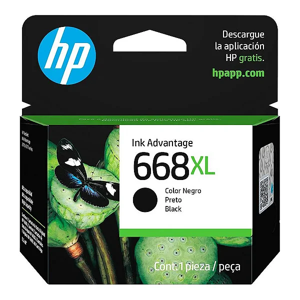 Cartucho de Tinta HP 668XL Preto Original (7FP39VL) para HP DeskJet Ink Advantage 2975
