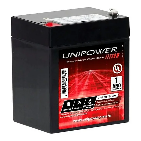Bateria Estacionária Selada VRLA 12V 5Ah Unipower UP1250