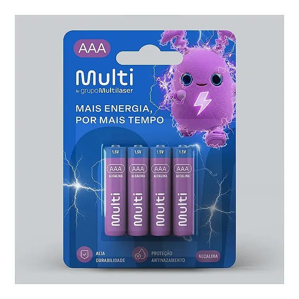 Pilha Alcalina AAA Multi PA002 com 4 Unidades