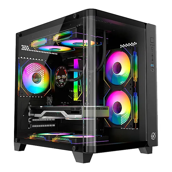 Gabinete Gamer Kalkan Midgard Curve Preto Aquário Micro-ATX Painel Frontal em Vidro Curvo Sem Fans USB 3.0 KLK00072