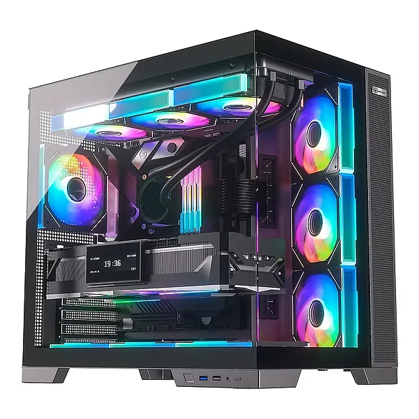 Gabinete Gamer Kalkan Asgard Evo Preto ATX Aquário Sem Fans KLK084